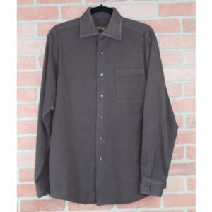 BCBGATTITUDE Mens Modern Fit Brown Button Up Shirt